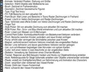 Abbildung 7: Die Toolbar von OpenToonz am linken Bildschirmrand.