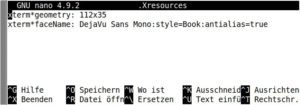 Abbildung 7: Der Konsolen-Editor Nano zeigt in der Fußleiste die Tastatur-Shortcuts zum Speichern der Datei und zum Verlassen des Editors an.