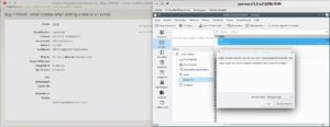 Abbildung 1: Unter OpenSuse Leap funktioniert die Notizfunktion von Kmail (rechts). Unter Tumbleweed stürzt dabei im Moment das Mail-Programm ab, wie der Bug-Report links berichtet.