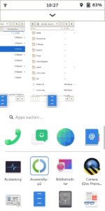 Abbildung 5: Aktive Apps zeigt der App-Drawer oberhalb an, sie werden per Klick in den Vordergrund geholt oder per Wischgeste nach oben beendet.