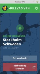 Abbildung 5: Die Client-App von Mullvad gef&auml;llt durch ihren &uuml;bersichtlichen Aufbau.