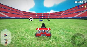 Abbildung 6: Im Spielmodus <span class="ui-element">Fu&szlig;ball</span> bef&ouml;rdern Sie den Ball mit Ihrem Kart ins gegnerische Tor.