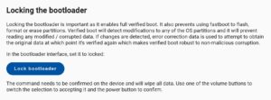 Abbildung 6: Das aus Sicherheitsgr&uuml;nden wichtige Schlie&szlig;en des Bootloaders nach der Installation l&ouml;st der GrapheneOS-Installer vorbildlich: Sie ben&ouml;tigen lediglich jeweils einen Mausklick im Installer und einen weiteren auf dem Ger&auml;t, um dieses Einfallstor f&uuml;r Manipulationen zu versiegeln.
