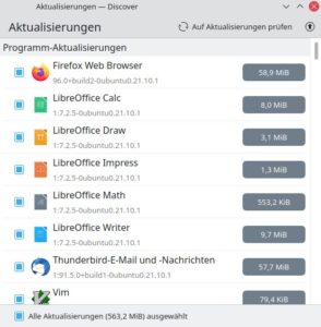 Abbildung 7: Kubuntu-Anwender sehen lediglich, für welche Programme Updates bereitstehen …