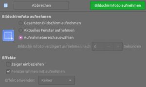 Abbildung 1: Die Parameter von Gnome Screenshot.