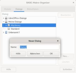 Abbildung 3: <span class="ui-element">Dialog1</span> beherbergt das Dialogfenster, das sp&auml;ter noch erstellt wird.