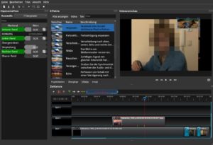 Abbildung 4: Als Mehrspureditor kann OpenShot mehrere Videos als Bild im Bild oder semitransparent &uuml;bereinanderlegen. Auch etliche optische Effekte stehen bereit.
