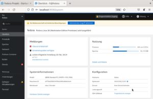 Abbildung 1: Cockpit, eine webbasierte grafische Oberfläche für Server, erleichtert das Administrieren lokaler oder entfernter Rechner in vielerlei Hinsicht. Seit Kurzem eignet sie sich auch zum Verwalten von Podman.
