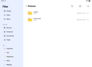 Abbildung 1: Der Dateimanager von JingOS, eine Eigenkreation, bietet als kleines Leckerli die Möglichkeit, Tags mit verschiedenen Farben zu belegen.