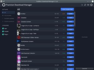 Abbildung 3: Was alles in der Liste des Downloaders zu haben ist, hängt davon ab, was Sie auf der Tracktion Webseite erworben haben.