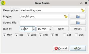 Abbildung 4: Mit <span class="ui-element">Alarm</span> lassen sich auch Kl&auml;nge &uuml;ber einen Medienplayer wie VLC abspielen.