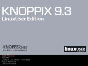 Abbildung 5: Der Knoppix-9.3-Bootscreen in der Grub-Variante für DVD-Boot per UEFI.