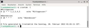 Abbildung 5: Die mit Zeit bearbeitete Crontab-Tabelle ist frei von Fehlern.