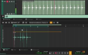 Abbildung 6: Der Audioclip-Editor von Zrythm wählt hier nur einen einzigen Schlag einer Bassdrum aus einem längeren Drum-Sample, der dann im Arranger als Loop gespielt wird.