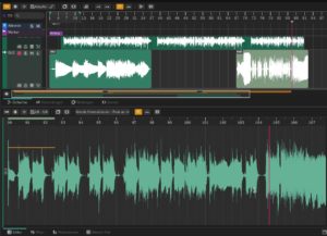 Abbildung 7: Während der Cursor oben rechts im Arranger korrekt zwischen Takt 85 und 88 steht, läuft er im Editor von 104 auf 105 zu. Dabei steht er in beiden Ansichten an der richtigen Stelle des WAV-Graphen.