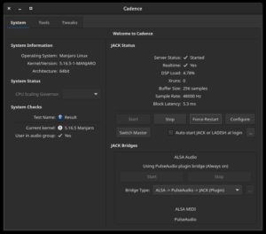 Abbildung 8: Das Jack-Kontrollstudio Cadence aus den KX-Repos.