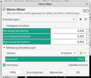 Abbildung 2: Die Regler der einzelnen Kanäle stellen Sie so ein, dass die hellen und dunklen Töne des Motivs möglichst verstärkt werden. Helle Grautöne sollten komplett weiß, dunkle Grautöne noch dunkler oder schwarz werden. Das erleichtert die spätere Auswahl.