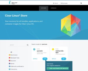 Abbildung 2: Der Clear Linux Software Store bietet Anwendungen als alleinstehende Flatpaks oder als Bundle von Abhängigkeiten zu einem Paket an.