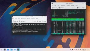 Abbildung 3: Clear Linux OS mit Plasma Desktop belegt nach dem Start rund 670 MByte im Arbeitsspeicher. Der Start bis in den Desktop dauerte auf einem rund 10 Jahre alten Notebook nur 10 Sekunden.