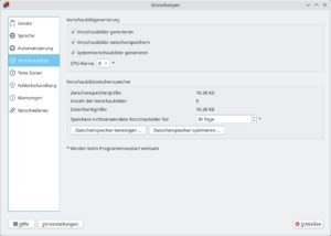 Abbildung 5: In den Einstellungen legen Sie unter anderem fest, ob und wie RPhD Vorschaubilder erstellt. Dabei protokolliert es neben der Zahl der gespeicherten Thumbnails auch die von ihnen belegte Datenbankgr&ouml;&szlig;e.