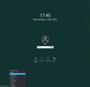 Abbildung 5: Die Wayland-Unterstützung von KDE hinkt der von Gnome immer noch hinterher. Inzwischen ist sie aber so gut, dass der eine oder andere Anwender im Anmeldebildschirm <span class="ui-element">Plasma (Wayland)</span> statt <span class="ui-element">Plasma (X11)</span> wählen könnte.