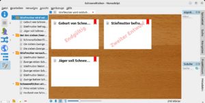 Abbildung 7: Klicken Sie einen Ordner direkt an, sehen Sie rechts den Szenen entsprechende Karteikarten, deren Reihenfolge Sie per Drag & Drop ändern.