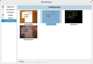 Abbildung 9: Die Optik des Vollbildmodus bestimmen Sie unter <span class="ui-element">Bearbeiten</span> | <span class="ui-element">Einstellungen</span> | <span class="ui-element">Vollbildmodus</span>.
