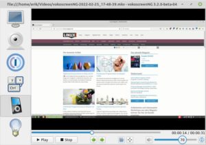 Abbildung 11: VokoscreenNG gibt im Programmfenster auch die aufgezeichneten Aufnahmen wieder.