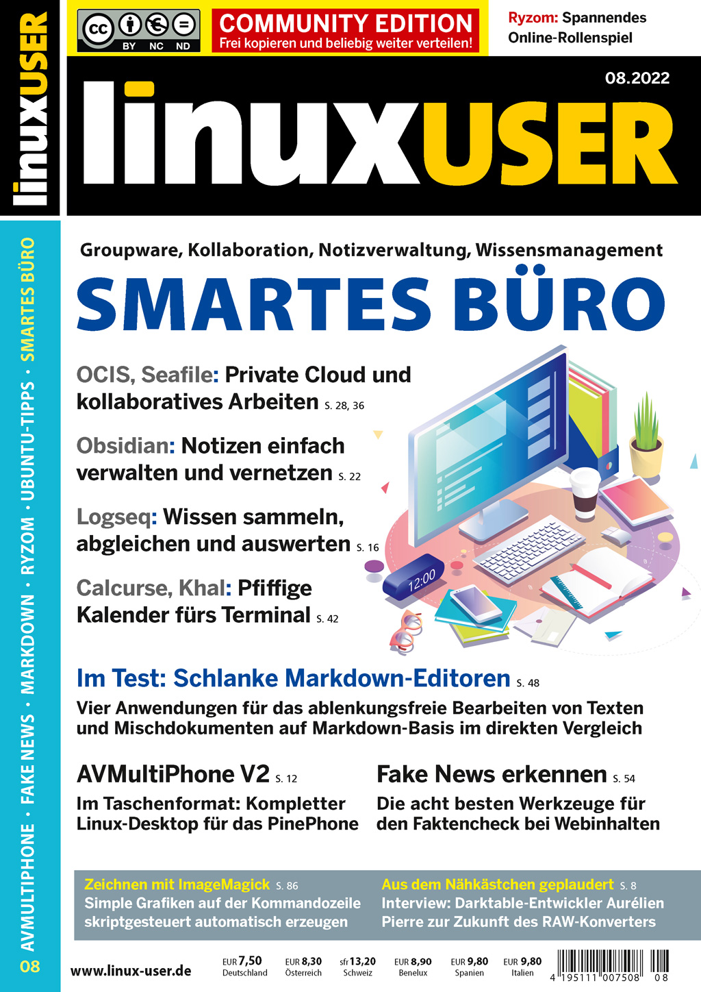 Heftcover LinuxUser Community Edition 08/2022