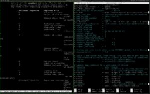 Abbildung 2: Mithilfe des Master-and-Stack-Bildschirmlayouts ordnen Sie die Konfigurationsdatei und die Dokumentation von Spectrwm nebeneinander an.