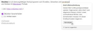 Abbildung 3: Mit Plugins erweitern Sie die Funktionen von Obsidian. Beispielsweise integrieren Sie die Rechtschreib- und Grammatikpr&uuml;fung LanguageTool.