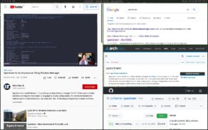 Abbildung 4: Bei Tiling Window Managern haben Sie bei der Internet-Recherche über Ergebnisliste und Suchergebnisse stets einen Überblick.