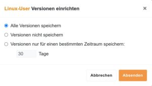 Abbildung 5: Das Kontextmenü einer Bibliothek erlaubt über den Menüpunkt <span class="ui-element">Versionen einrichten</span> verschiedene Versionen einer Datei permanent oder für einen bestimmten Zeitraum zu speichern.
