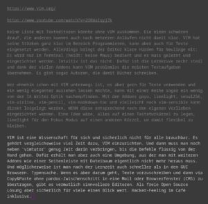 Abbildung 5: Der flexible Editor Vim f&uuml;r die Kommandozeile wird mit den passenden Addons zum Markdown-Editor f&uuml;r Lernwillige.