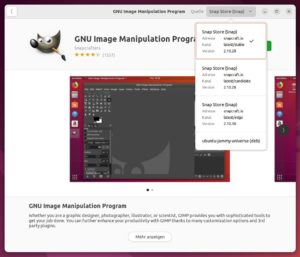 Abbildung 6: Beim Programm <span class="ui-element">Ubuntu Software</span> handelt es sich um einen App-Store, der neben klassischen Debian-Paket-Repos auch die neueren Snap-Pakete unterstützt.