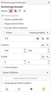 Abbildung 1: Der Dialog <span class="ui-element">Werkzeugeinstellungen</span> erlaubt Ihnen, verschiedene Auswahlparameter anzupassen. Sie rufen ihn durch einen Doppelklick auf das Werkzeugsymbol auf.