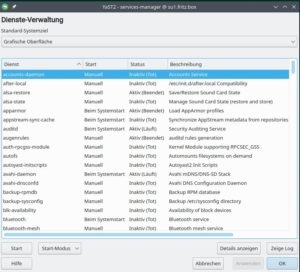 Abbildung 1: Das YaST-Verwaltungsmodul zeigt, dass es unter Linux &auml;hnlich viele Hintergrunddienste gibt wie unter Windows. Allerdings handelt es sich bei den wenigsten um Server-Dienste, die auf Anfragen aus dem Internet reagieren.