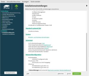 Abbildung 3: In der Standardeinstellung aktiviert der OpenSuse-Installer die Firewall und verzichtet auf das Aktivieren des SSH-Dienstes. Ein Klick auf die gr&uuml;nen Links gen&uuml;gt, um die konservative Vorauswahl zu &auml;ndern.