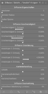 Abbildung 5: Zur Umkehrung der Diffusion schieben Sie die Regler in der Gruppe <span class="ui-element">Diffusion Geschwindigkeit</span> nach links.