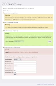 Abbildung 1: F&uuml;r das Einrichten von Zenphoto m&uuml;ssen Sie normalerweise nur Ihre Datenbankinformationen in das Formular auf der Setup-Seite eingeben.