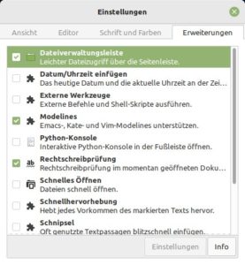 Abbildung 2: Gedit lässt sich über Plugins modular erweitern.