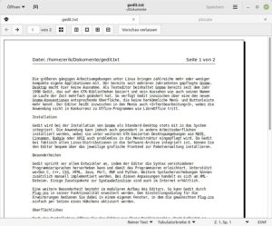 Abbildung 3: Die Druckvorschau von Gedit zeigt ein einfaches PDF-Dokument an.