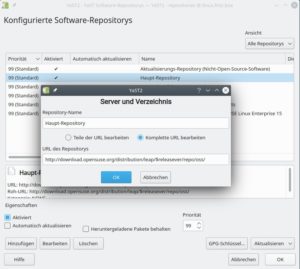 Abbildung 8: Ist die Distributionsversion in der URL eines von Ihnen per Hand eingebundenen Repositorys explizit genannt, dann ersetzen Sie die Versionsnummer wie hier zu sehen durch <code>$releasever</code>.