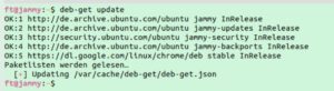 Abbildung 1: Das Update bei Deb-get bezieht auch die Aktualisierung der Standard-Repositories mit ein.