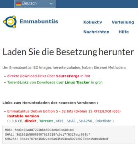 Abbildung 1: Die Website von Emmabuntüs verwirrt mit ihrem gebrochenen Deutsch.