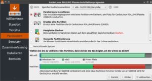 Abbildung 2: Der Gecko-Installer löst das häufig auftretende Problem der Parallelinstallation von Linux und Windows ähnlich intuitiv wie das Pendant von Ubuntu.