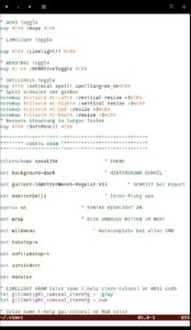 Abbildung 2: So k&ouml;nnte eine <code>.vimrc</code> aussehen, hier mit untypisch hellem Hintergrund f&uuml;r die bessere Erkennbarkeit bei Print-Medien.