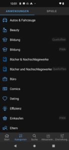 Abbildung 4: Der App Lounge genannte Shop von /e/OS lässt sich bei Bedarf auf Open Source oder PWAs eingrenzen. Er bietet eine große Auswahl an Apps aus allen Bereichen.