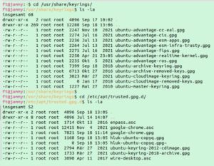 Abbildung 4: Deb-get legte im Test die GPG-Schl&uuml;ssel noch in das nicht mehr empfohlene Verzeichnis <code>trusted.gpg.d/</code> ab.