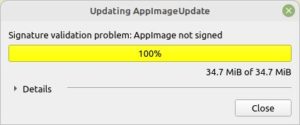 Abbildung 4: Das erfolgreich beendete Update meldet AppImageUpdate in einem eigenen Fenster.